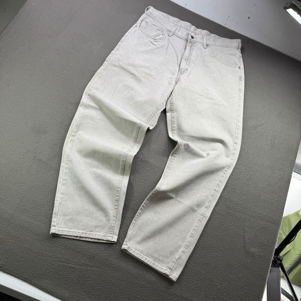 Vintage Lee Riveted Jeans Mens 36x30 (34) Gray Denim Straight Regular 90s Grunge - Picture 2 of 12